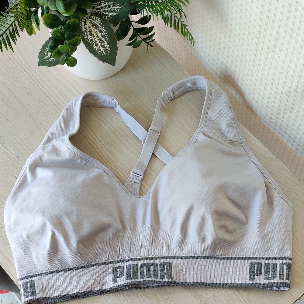 PUMA Women's Off White Sports Bra Size XL